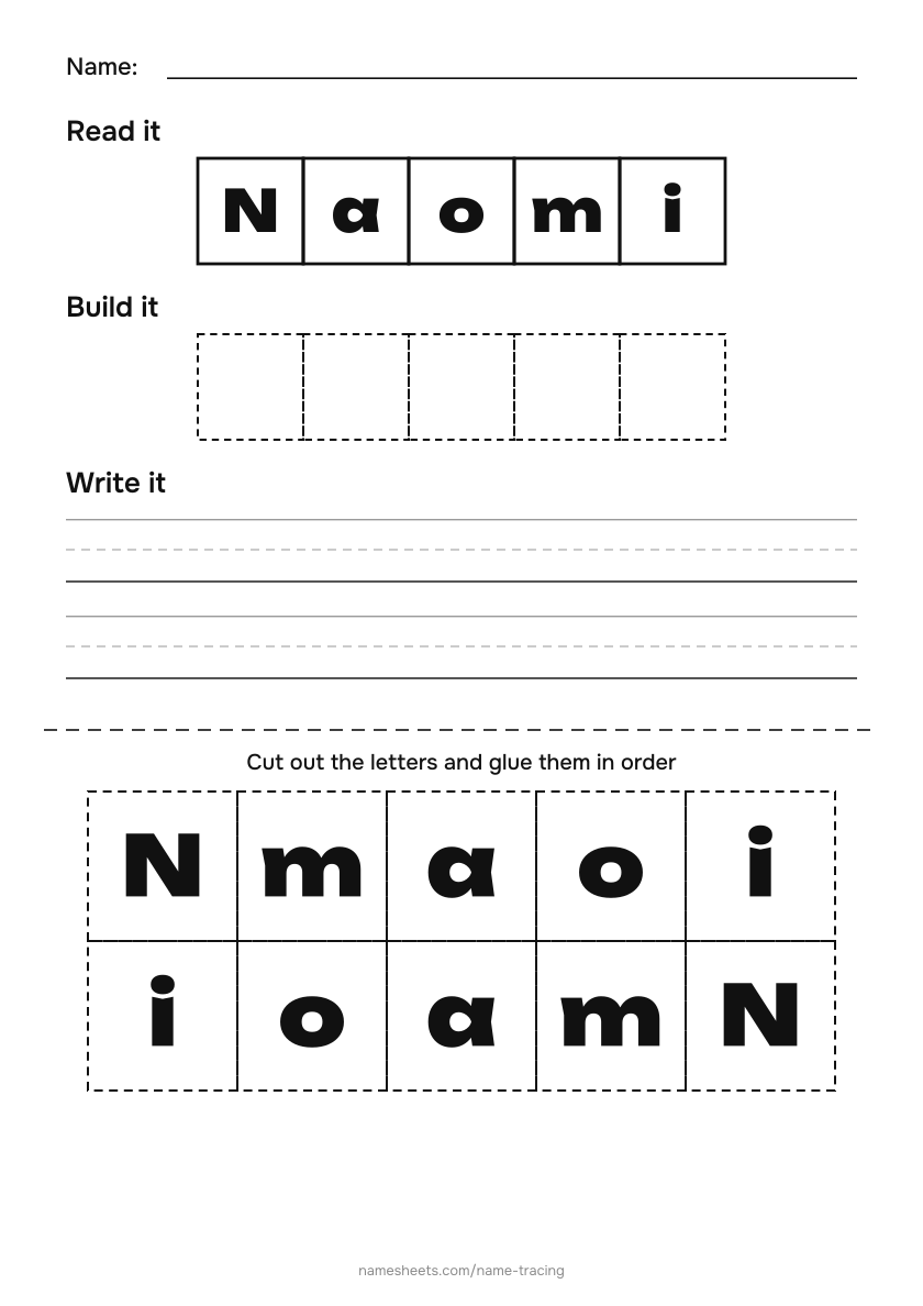 Name puzzle (cut & paste): Naomi