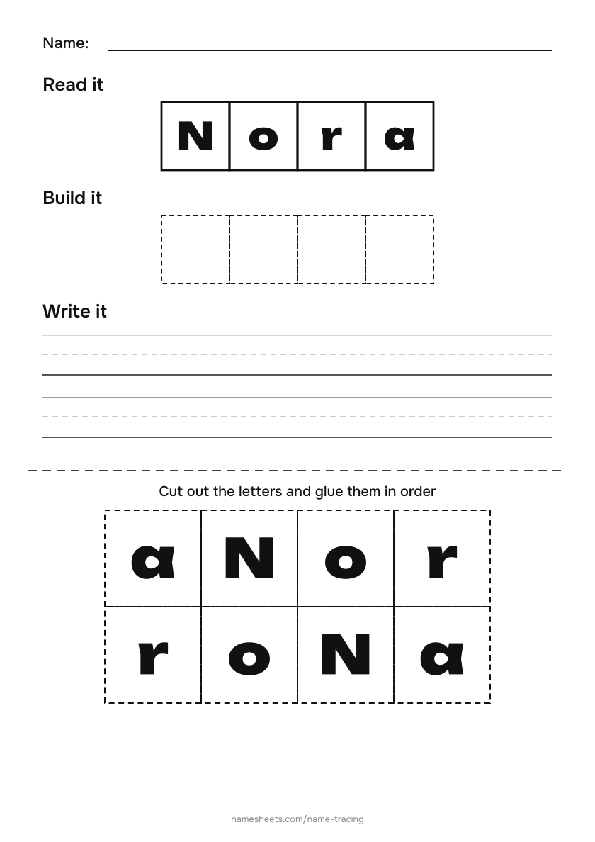 Name puzzle (cut & paste): Nora