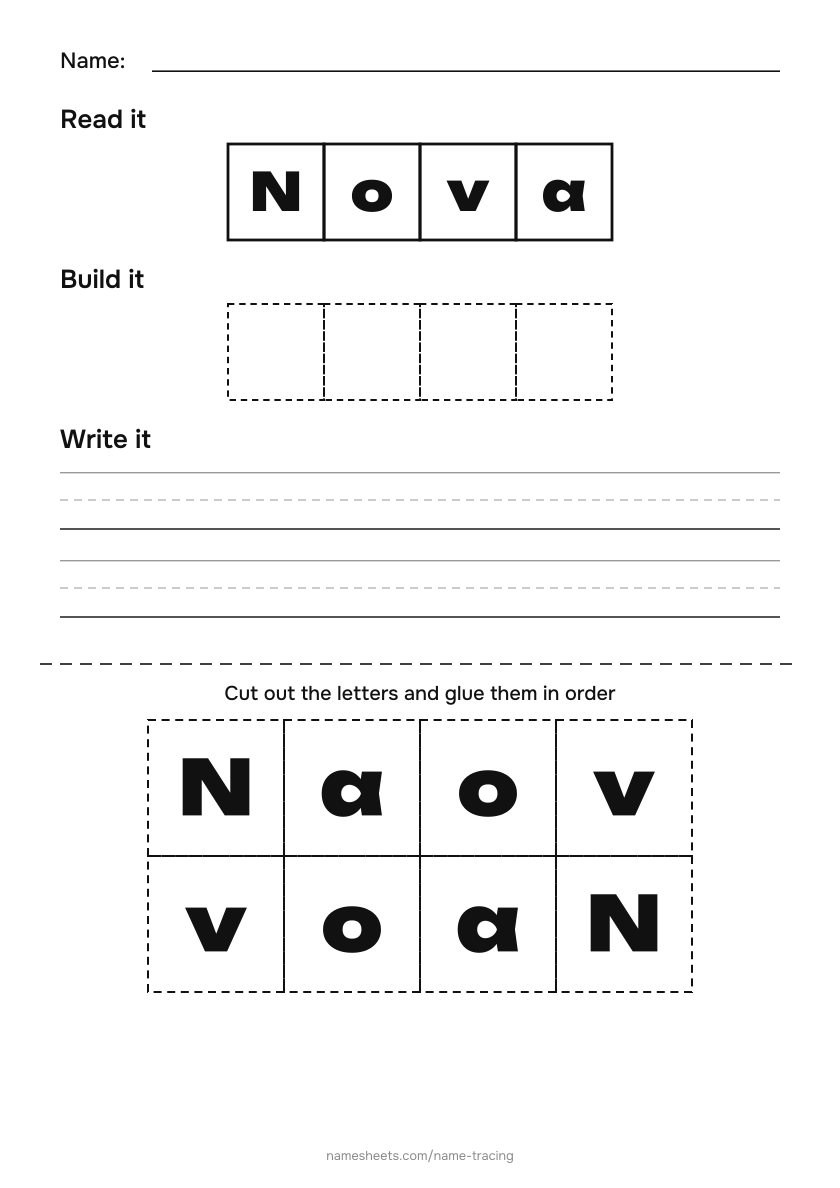 Name puzzle (cut & paste): Nova
