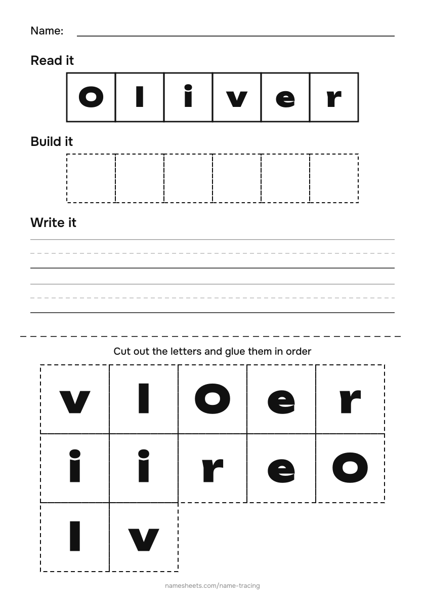 Name puzzle (cut & paste): Oliver
