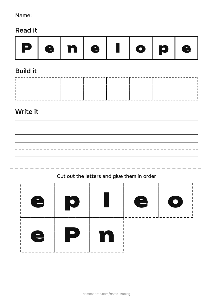Name puzzle (cut & paste): Penelope