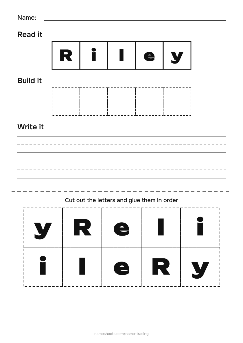Name puzzle (cut & paste): Riley