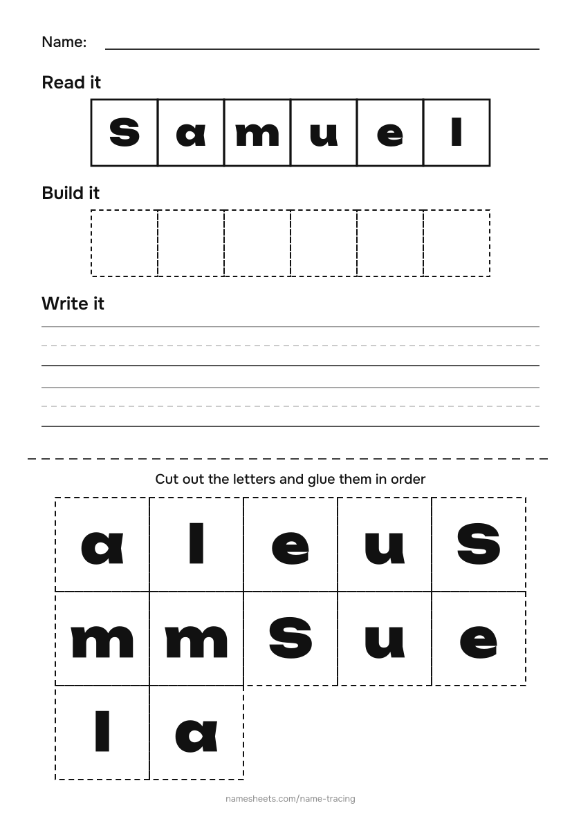 Name puzzle (cut & paste): Samuel