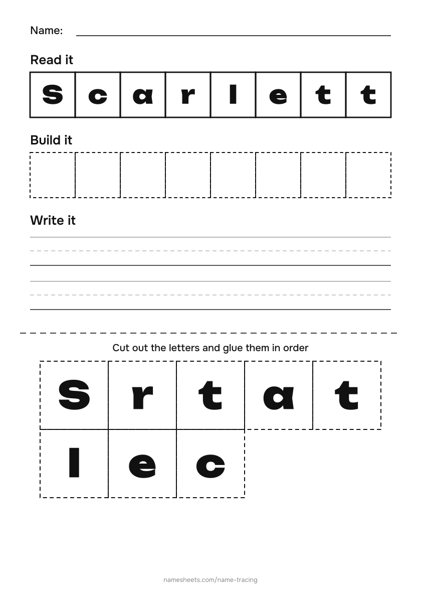 Name puzzle (cut & paste): Scarlett