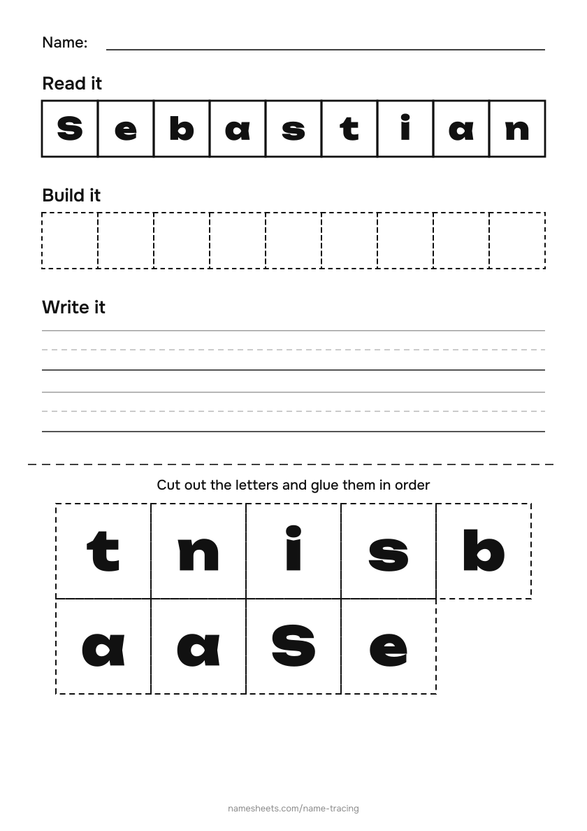 Name puzzle (cut & paste): Sebastian