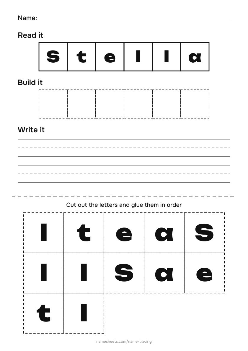 Name puzzle (cut & paste): Stella