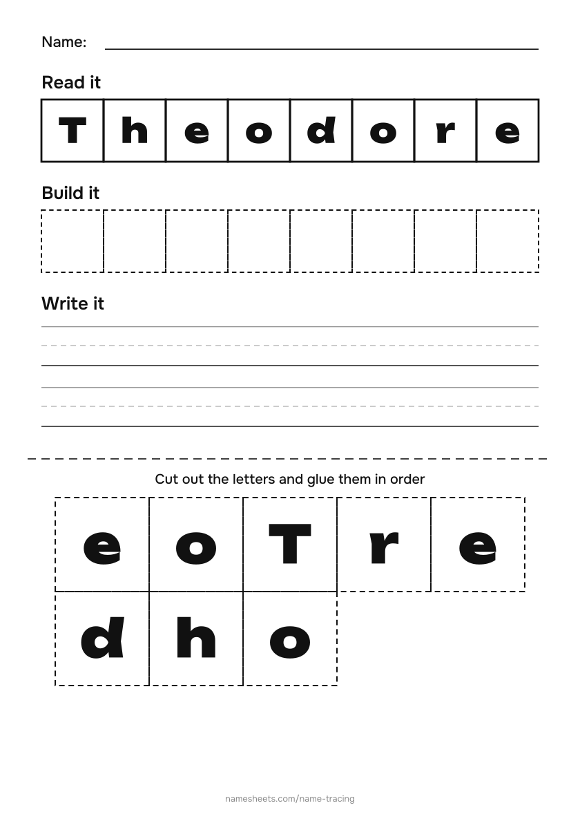 Name puzzle (cut & paste): Theodore