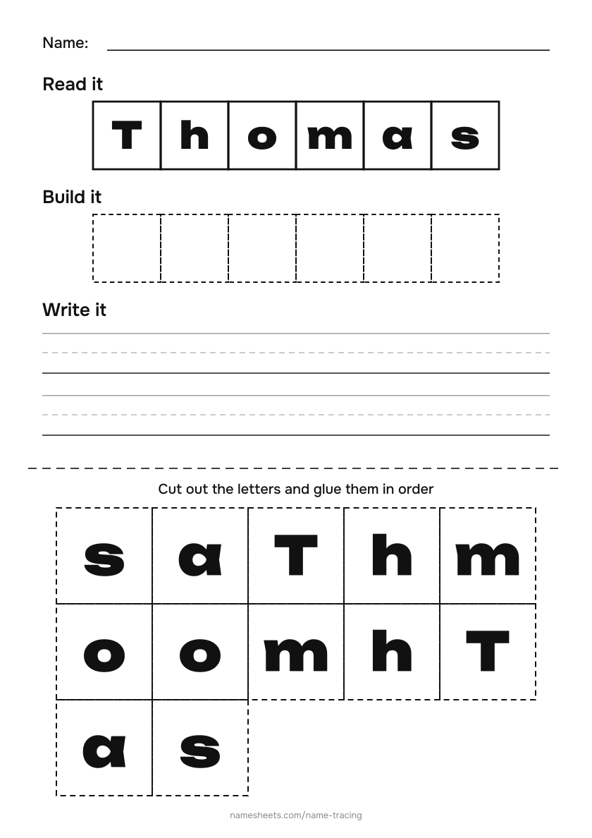 Name puzzle (cut & paste): Thomas