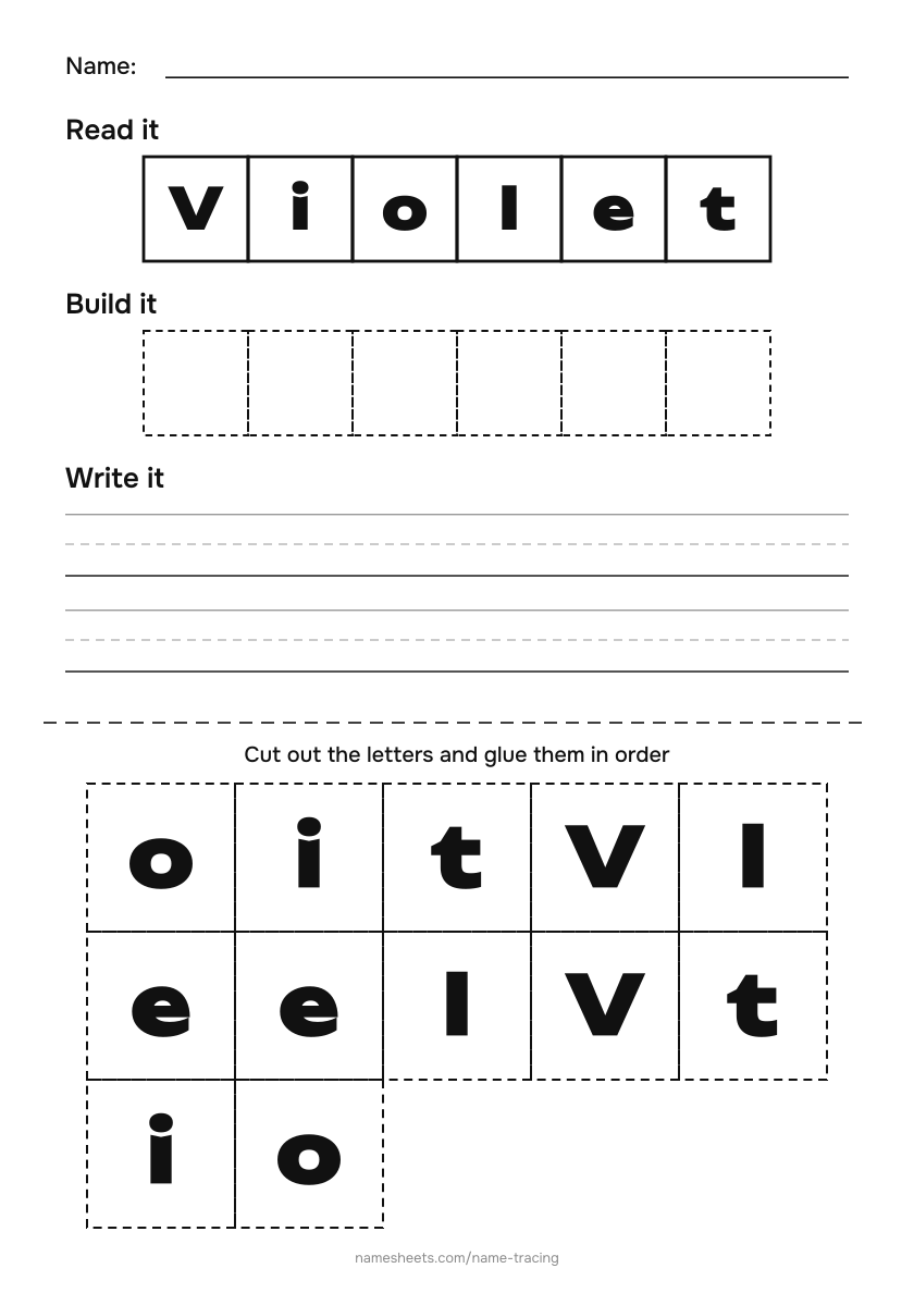 Name puzzle (cut & paste): Violet