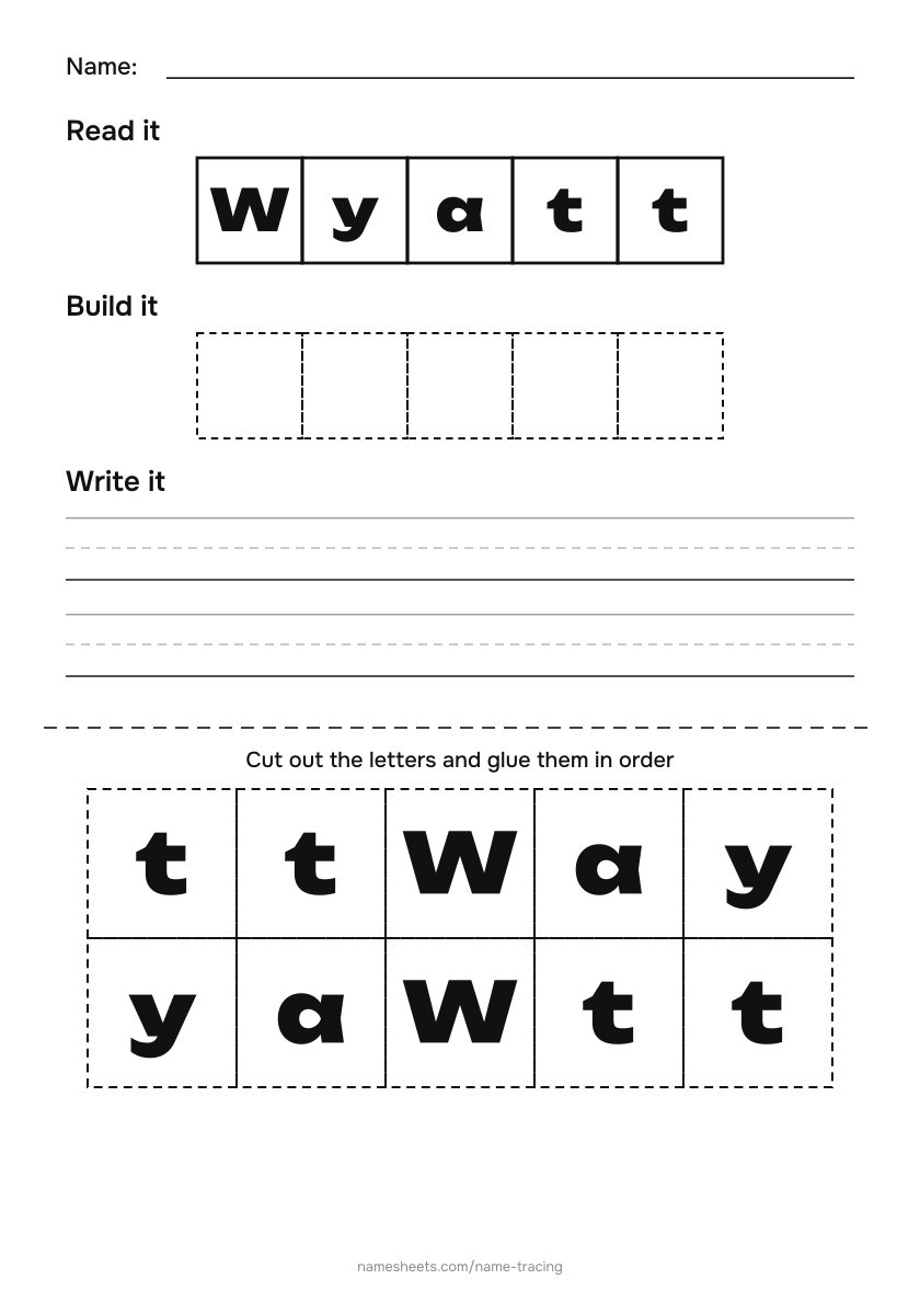 Name puzzle (cut & paste): Wyatt