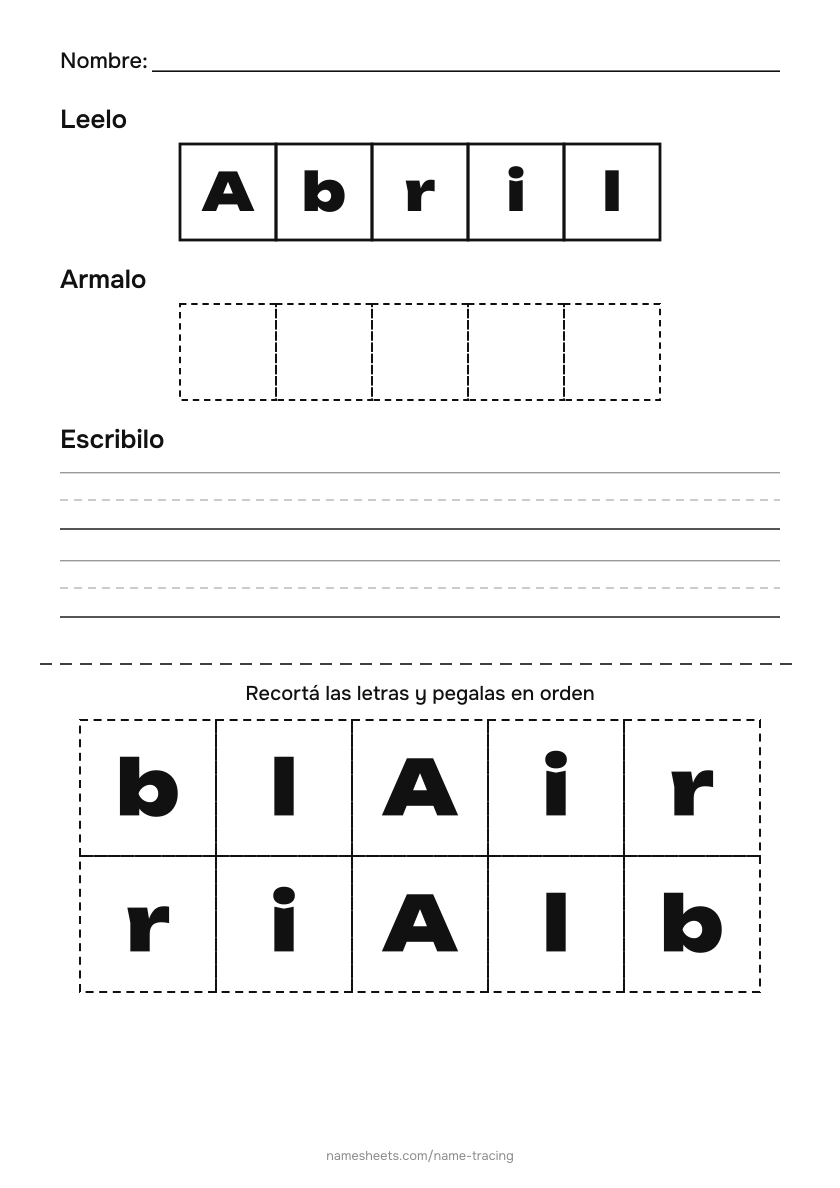 Recortar y pegar: Abril