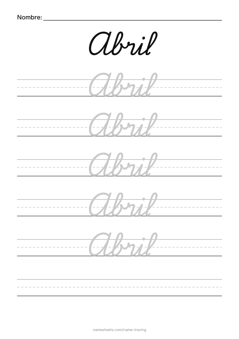 Cursiva: Abril
