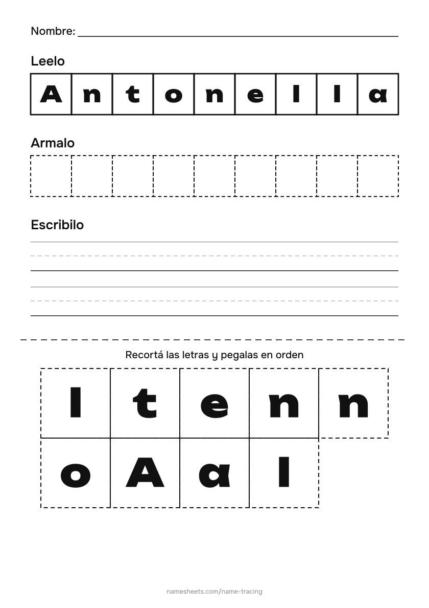 Recortar y pegar: Antonella