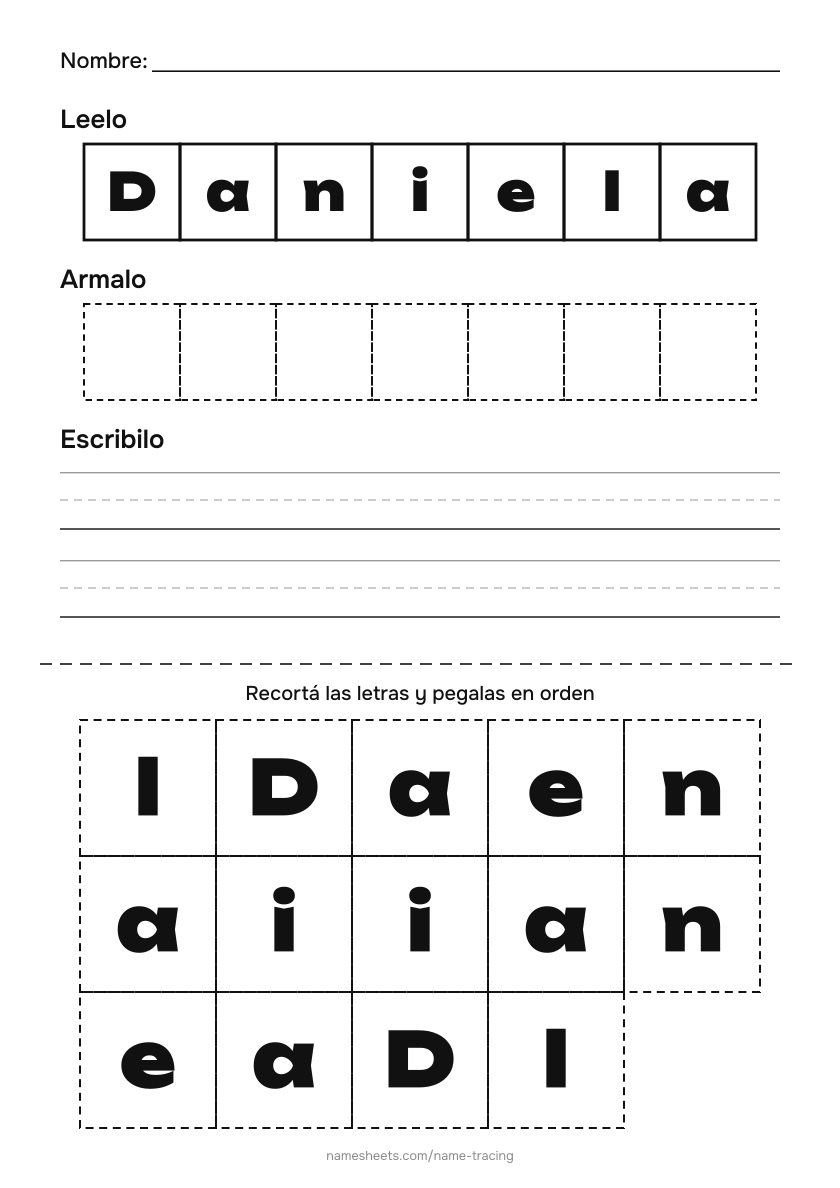 Recortar y pegar: Daniela