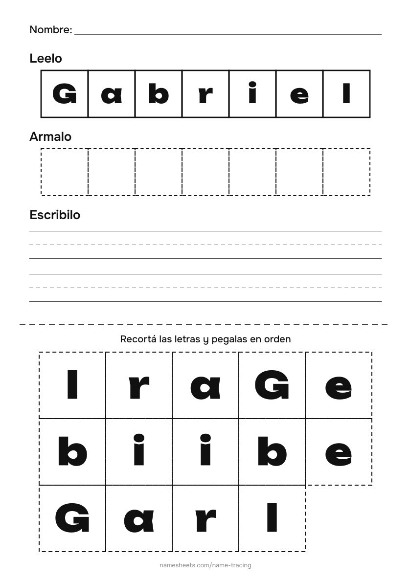 Recortar y pegar: Gabriel