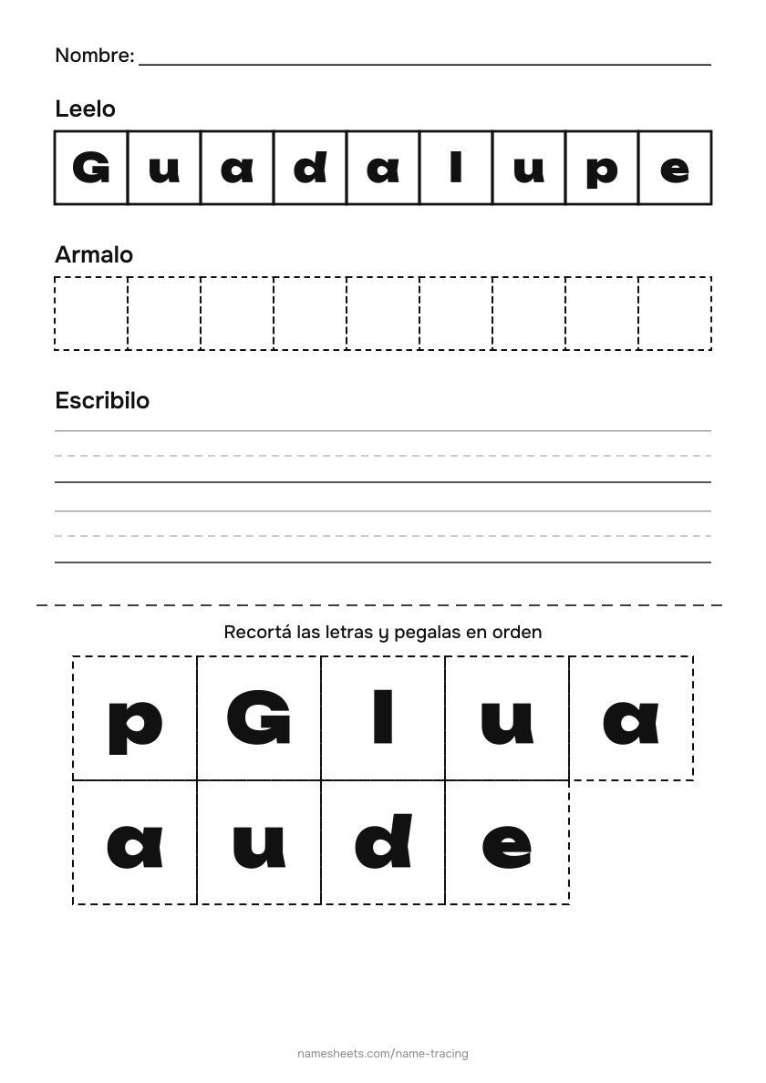 Recortar y pegar: Guadalupe