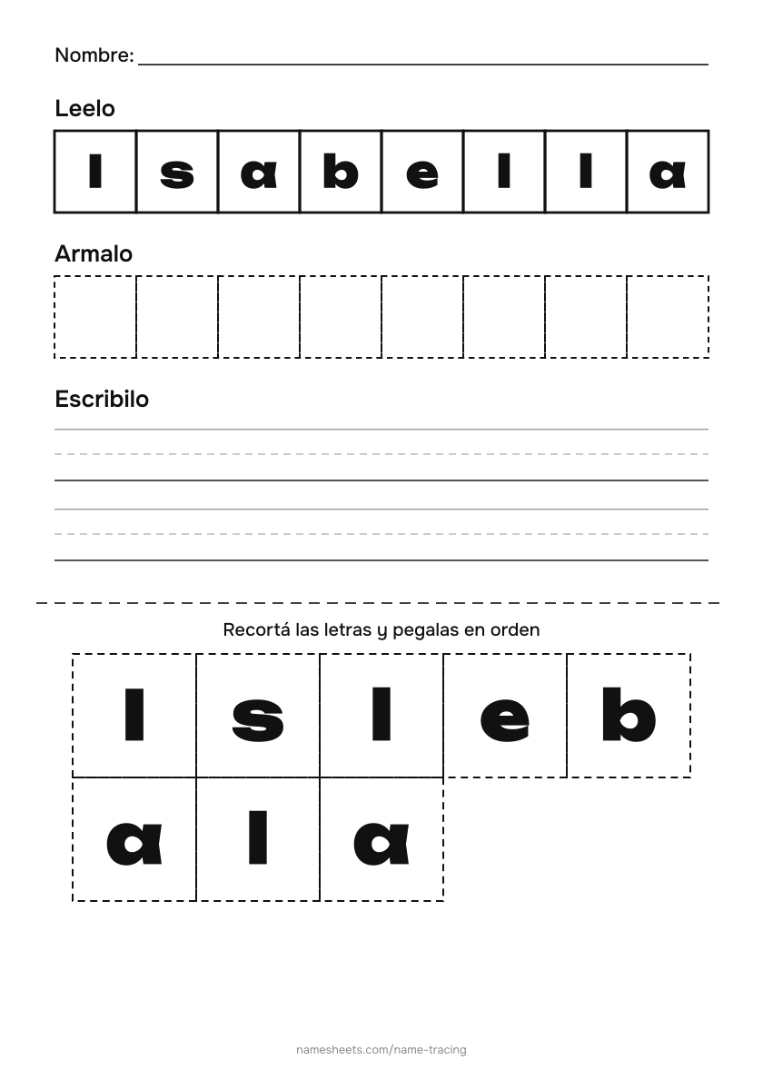 Recortar y pegar: Isabella