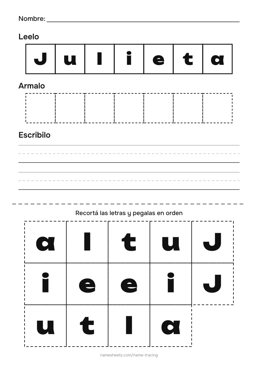 Recortar y pegar: Julieta