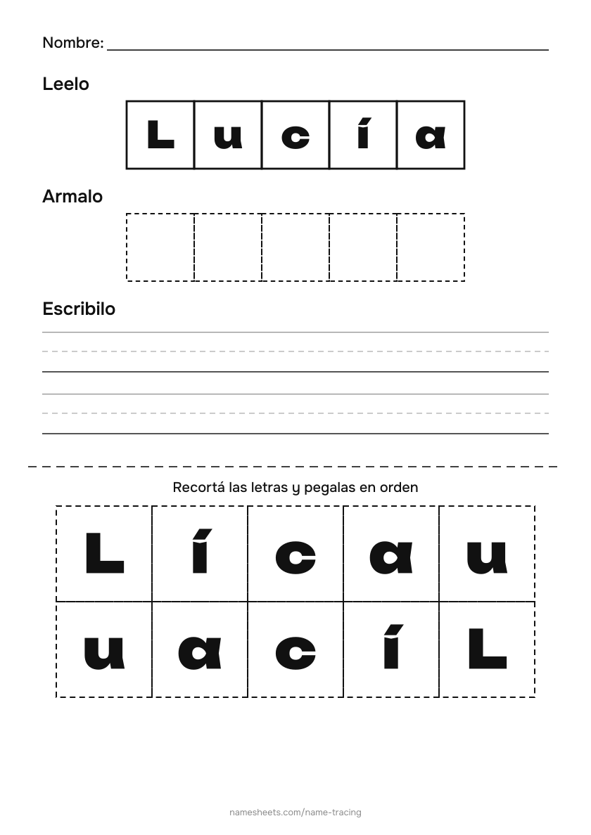 Recortar y pegar: Lucía