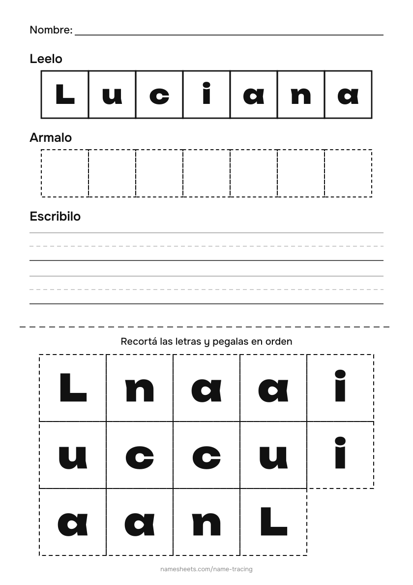 Recortar y pegar: Luciana