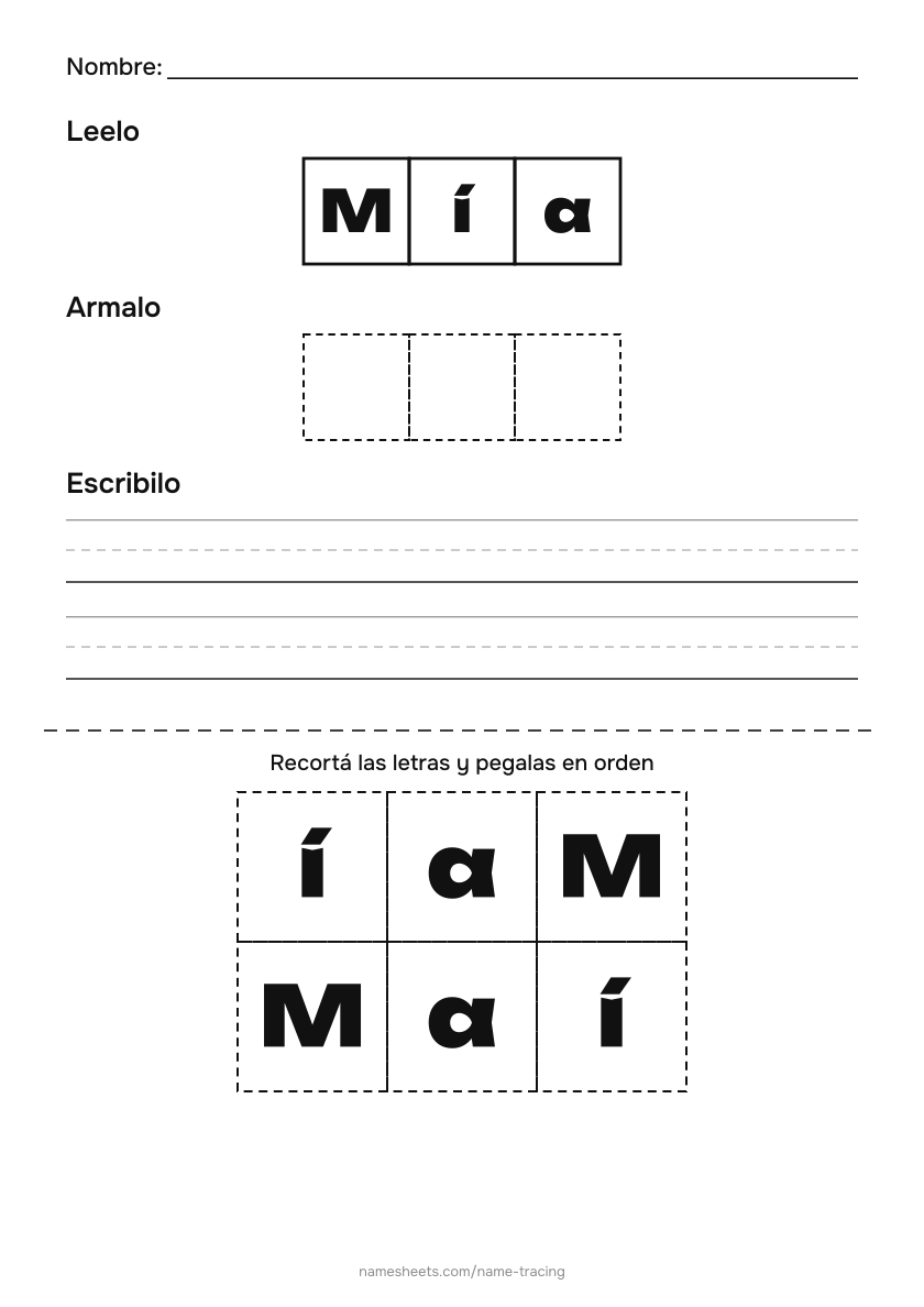 Recortar y pegar: Mía