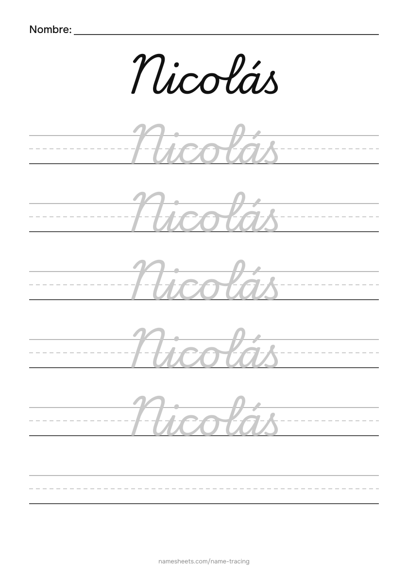 Cursiva: Nicolás