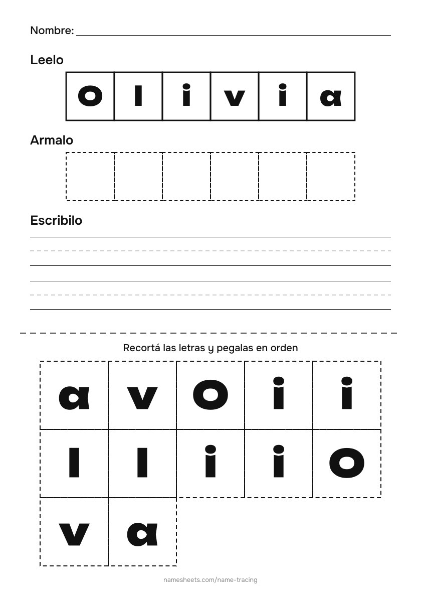 Recortar y pegar: Olivia