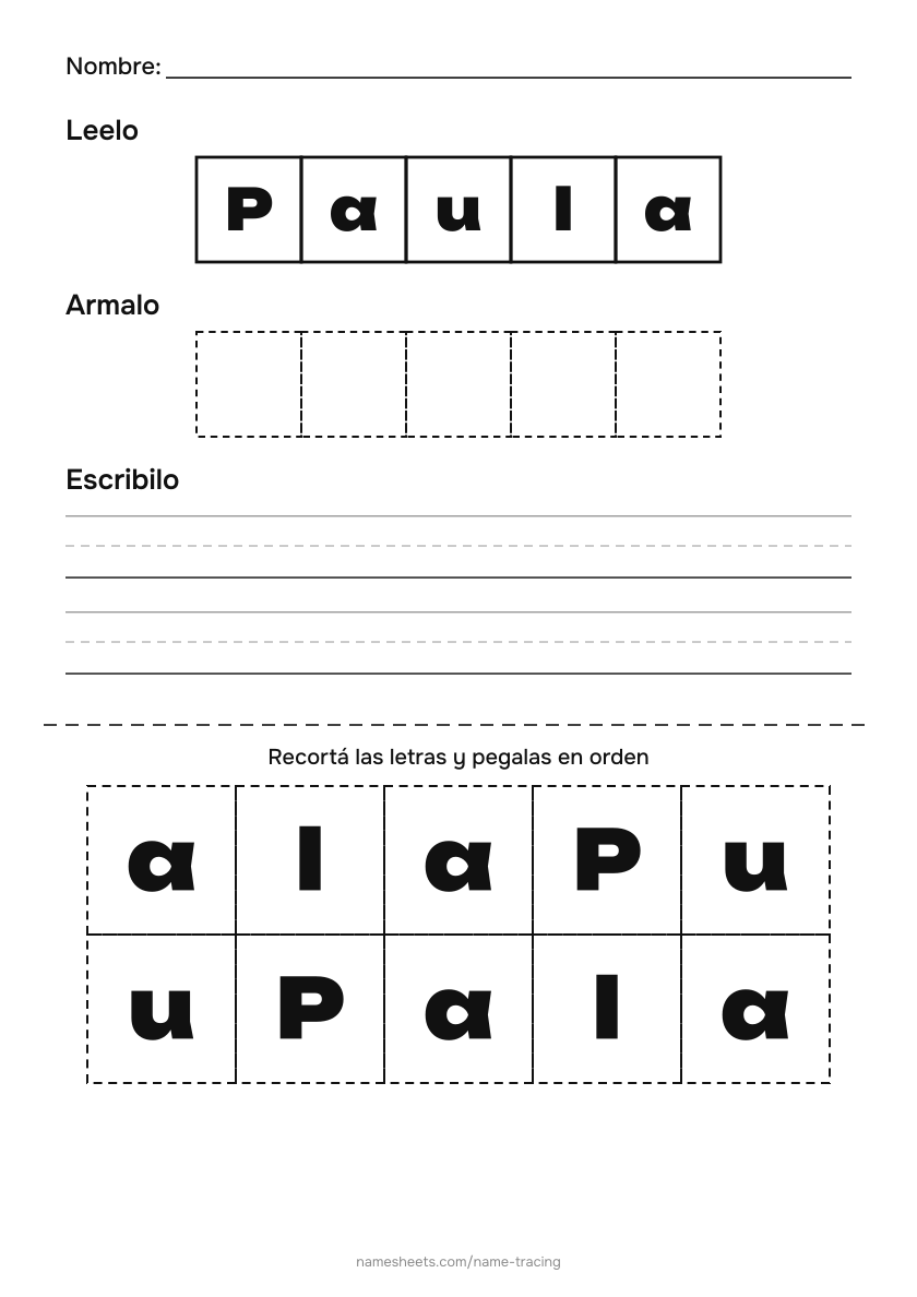 Recortar y pegar: Paula