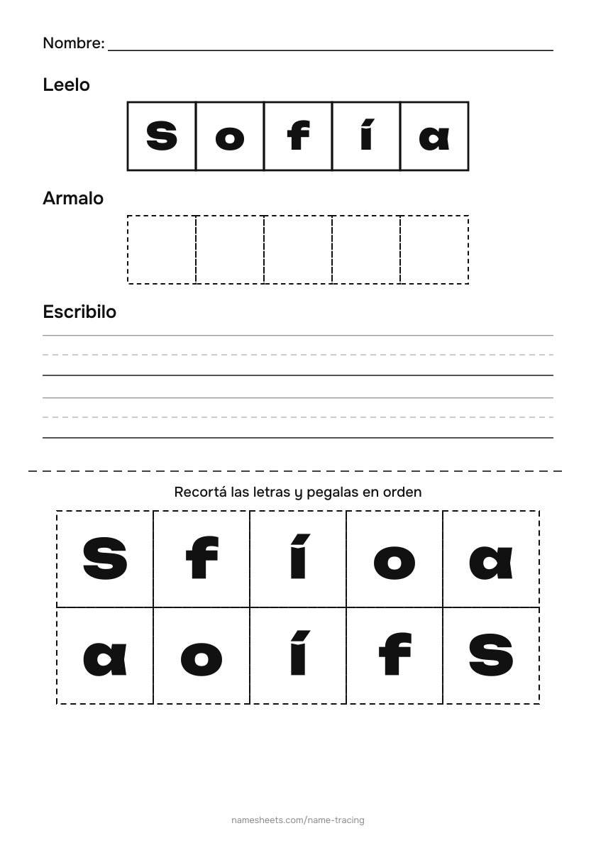 Recortar y pegar: Sofía