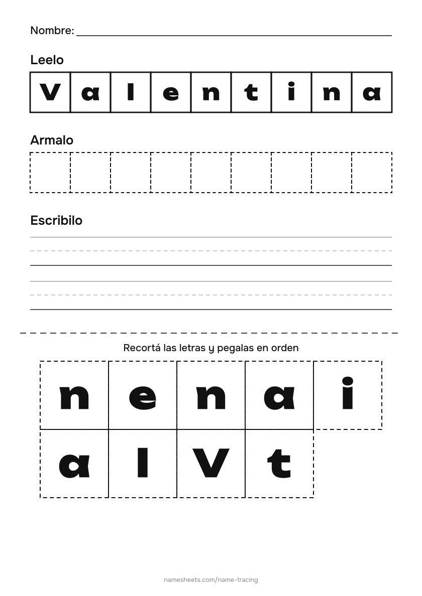 Recortar y pegar: Valentina