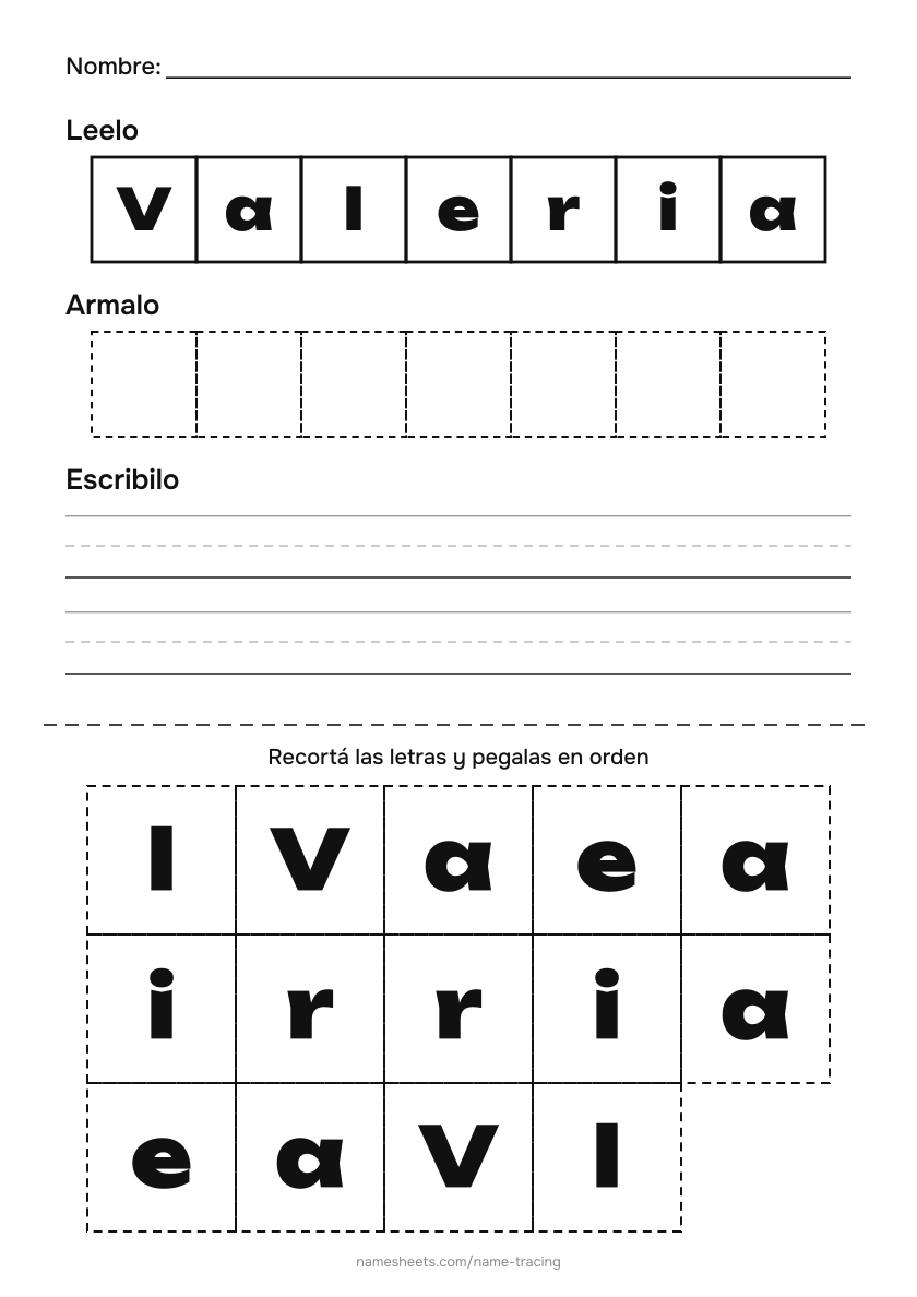 Recortar y pegar: Valeria