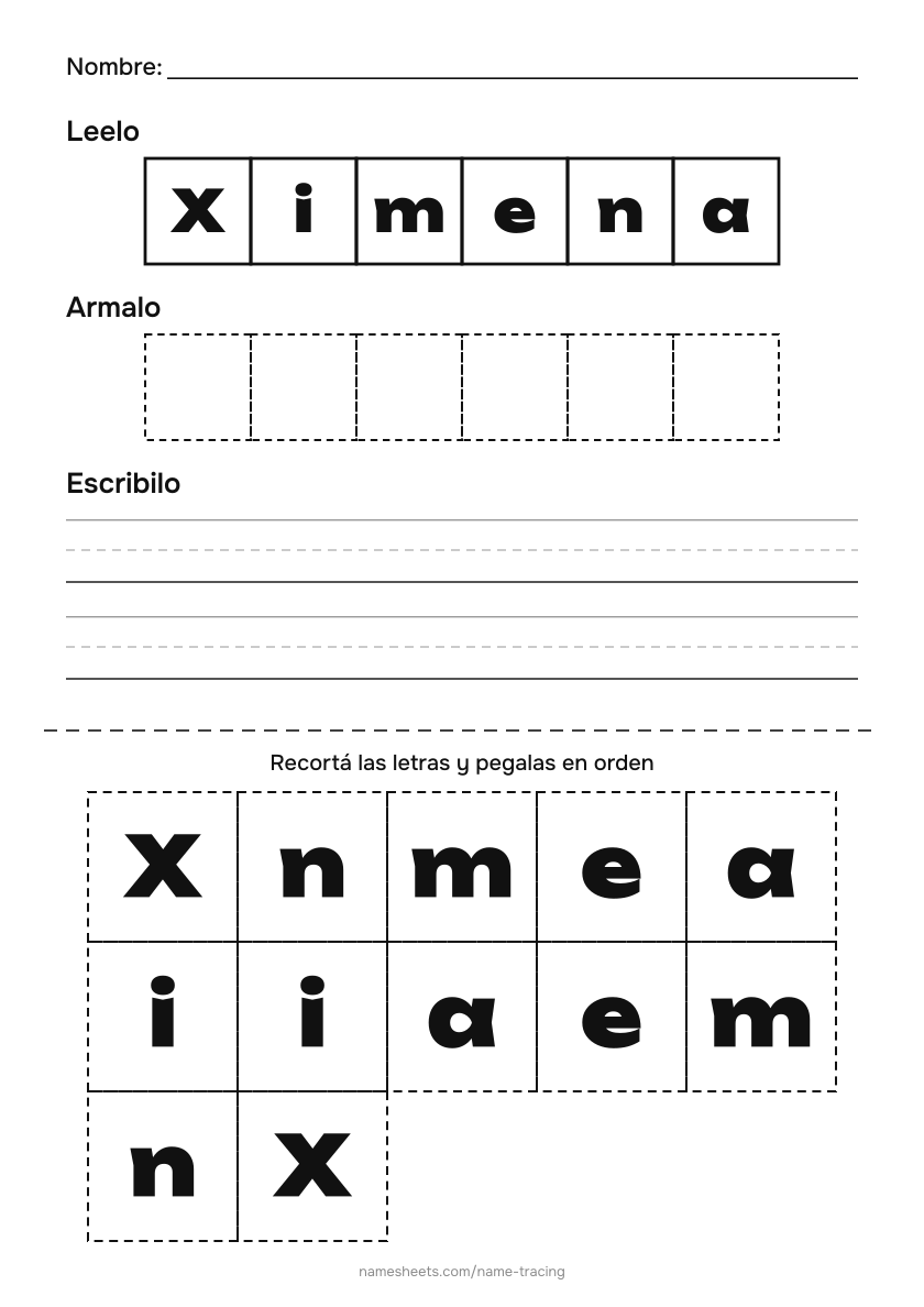 Recortar y pegar: Ximena
