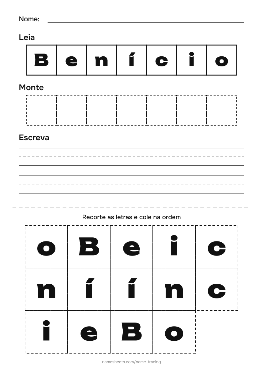 Recortar e colar: Benício