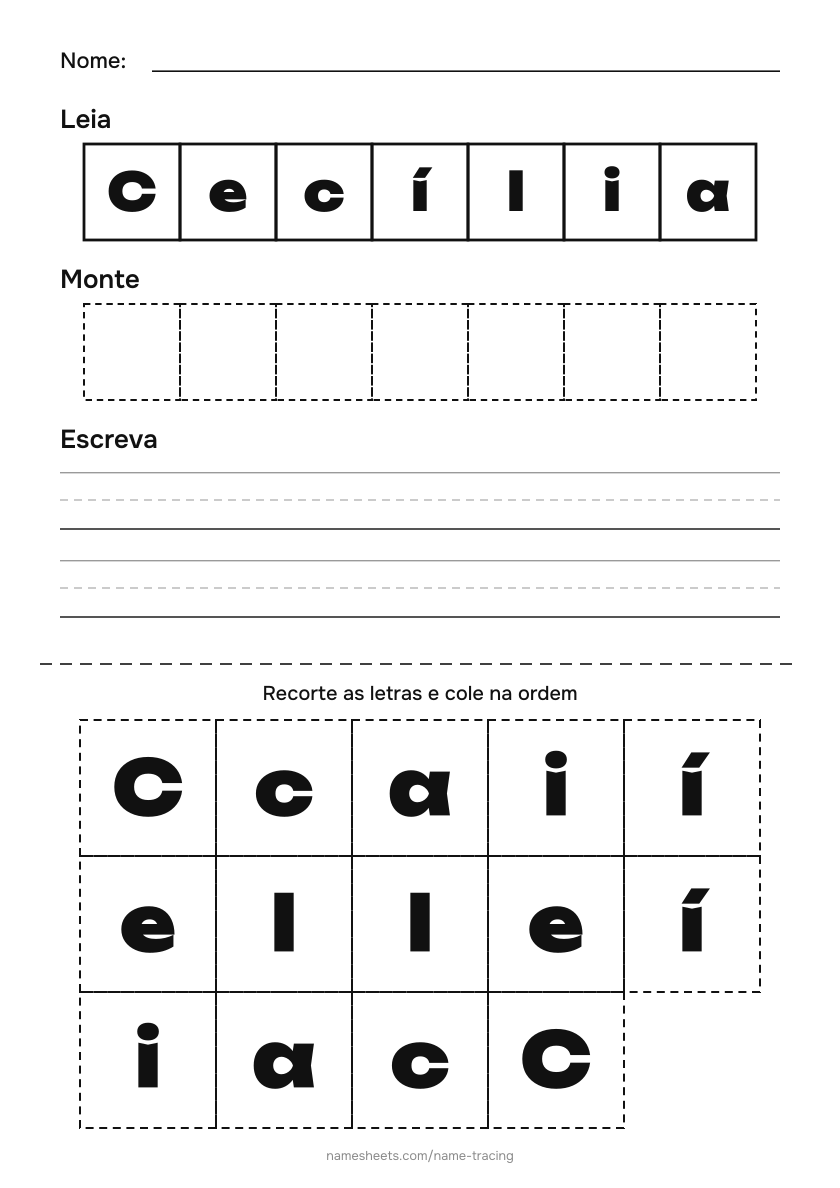 Recortar e colar: Cecília
