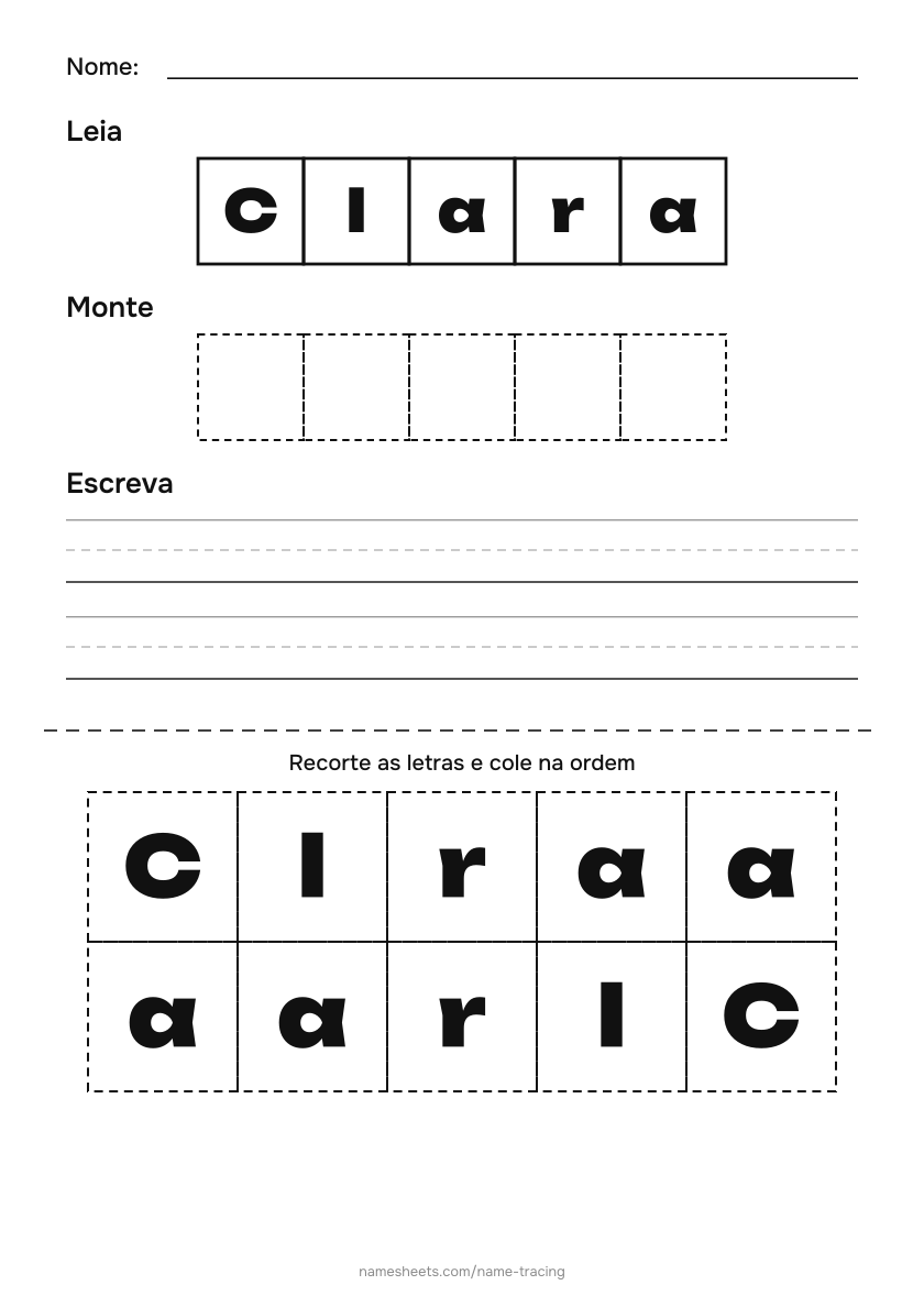 Recortar e colar: Clara