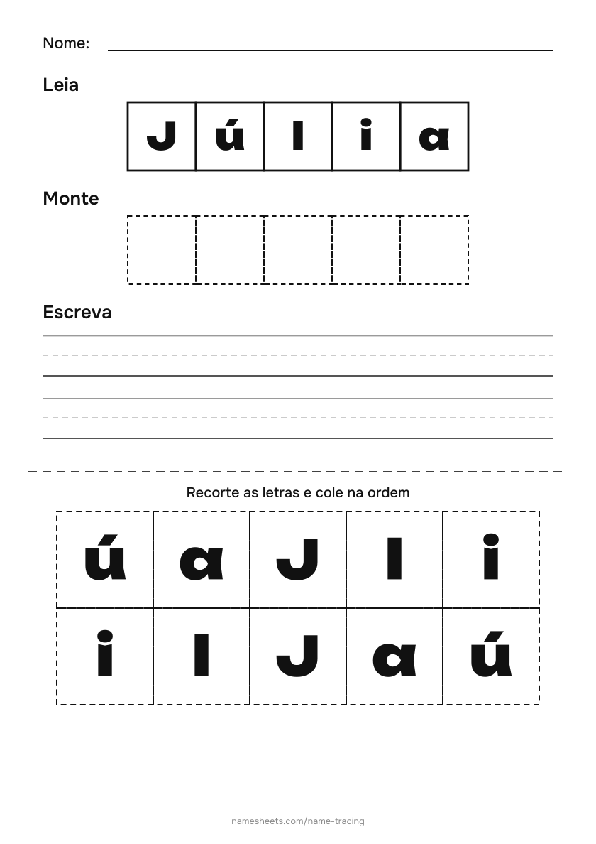 Recortar e colar: Júlia