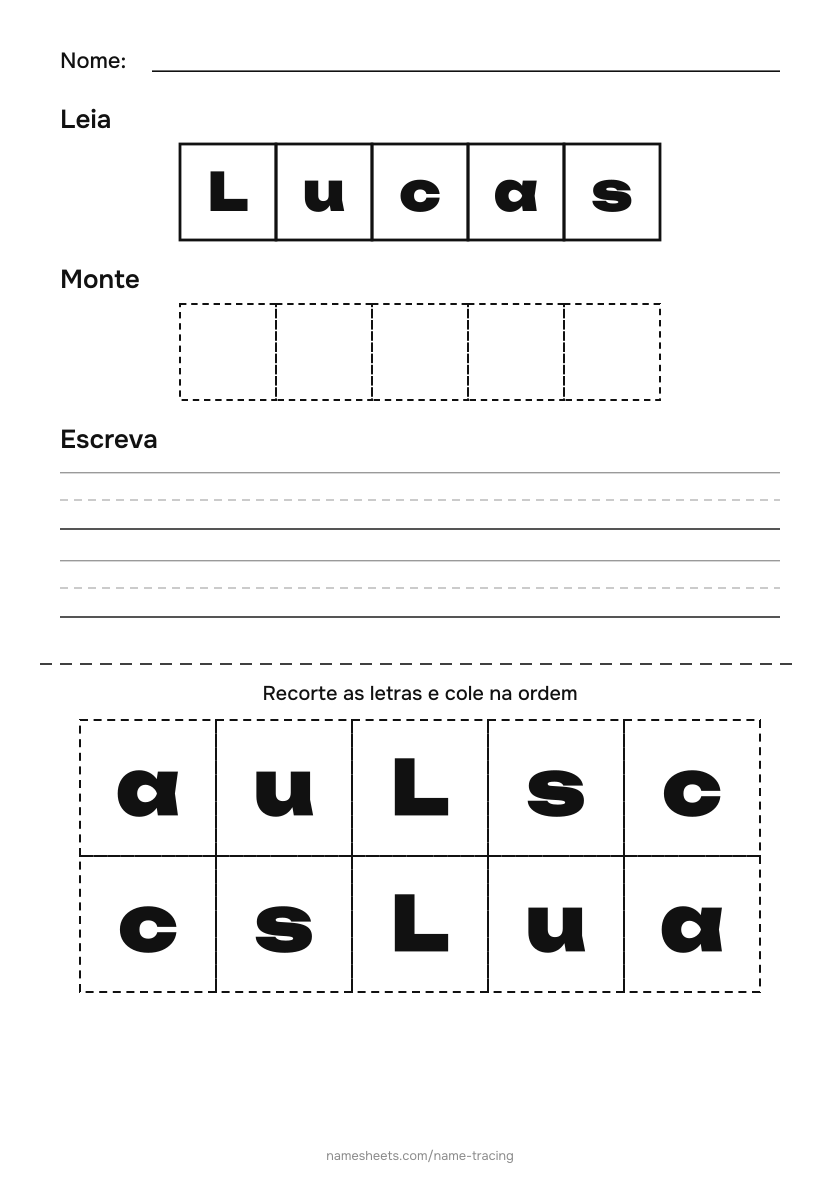 Recortar e colar: Lucas