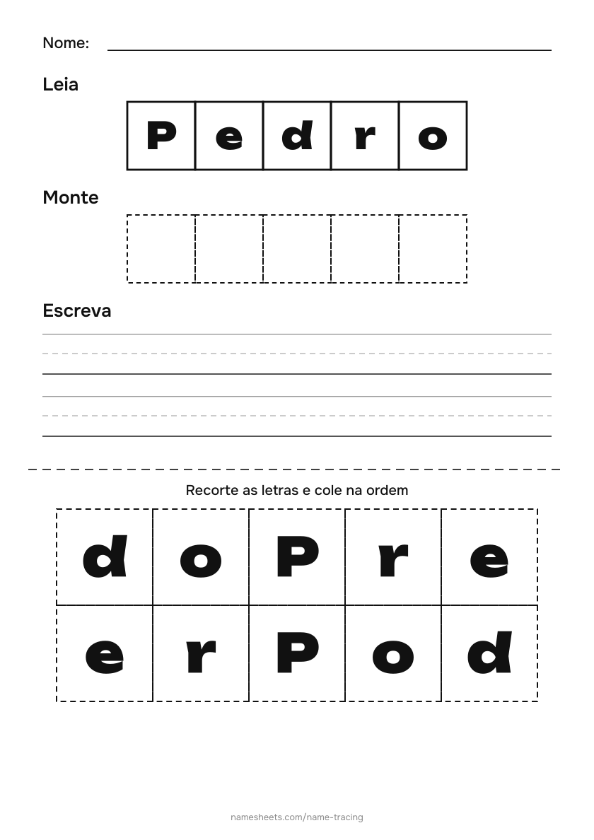Recortar e colar: Pedro