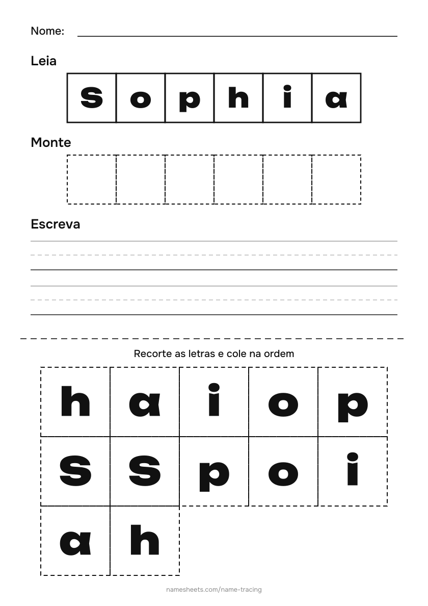 Recortar e colar: Sophia