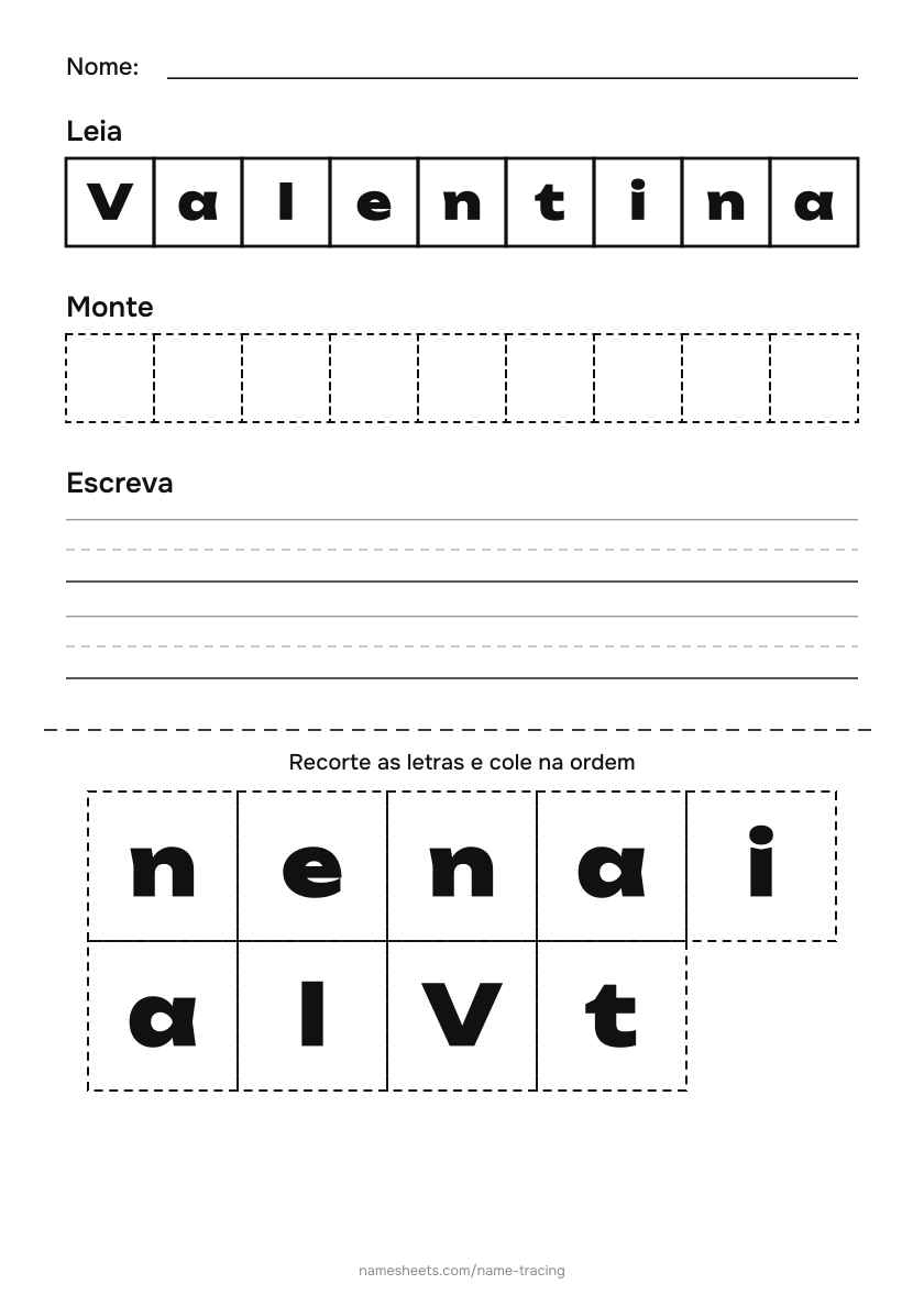Recortar e colar: Valentina