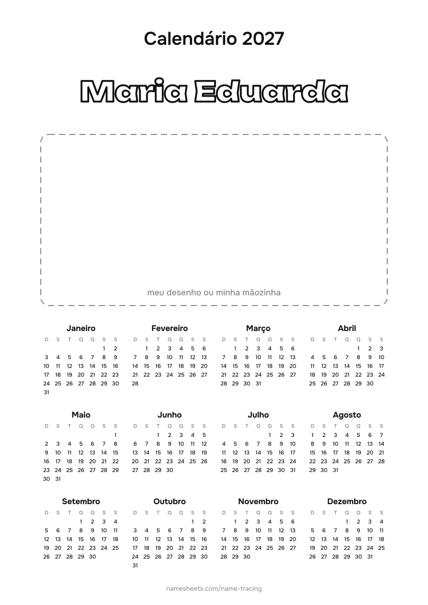 Calendário de cada aluno