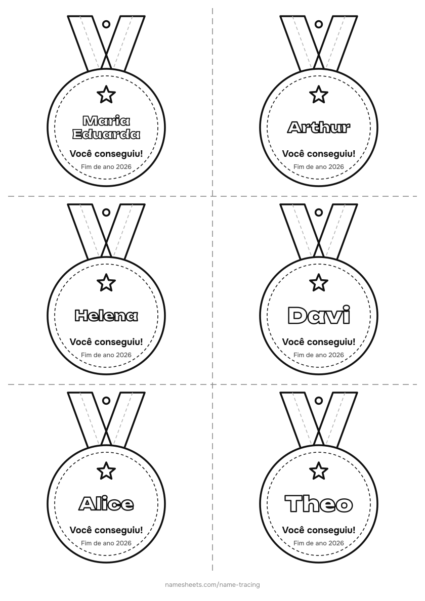 Medalha para cada aluno