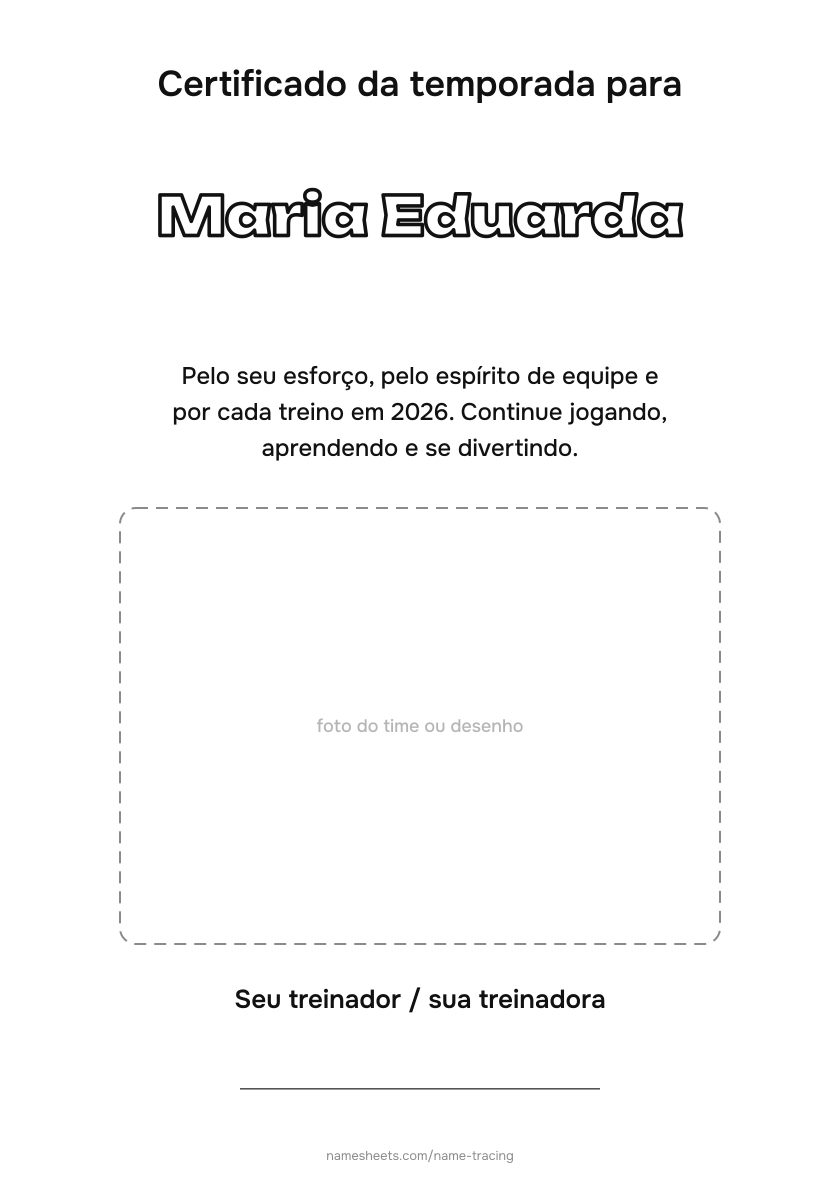 Certificado para cada jogador
