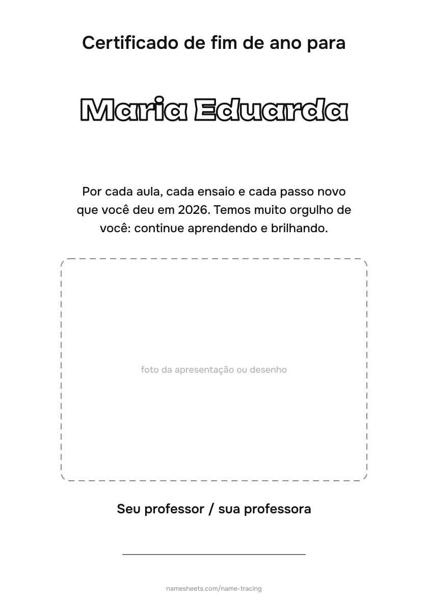 Certificado para cada aluno